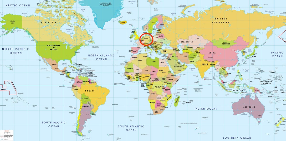 德国地图在世界地图