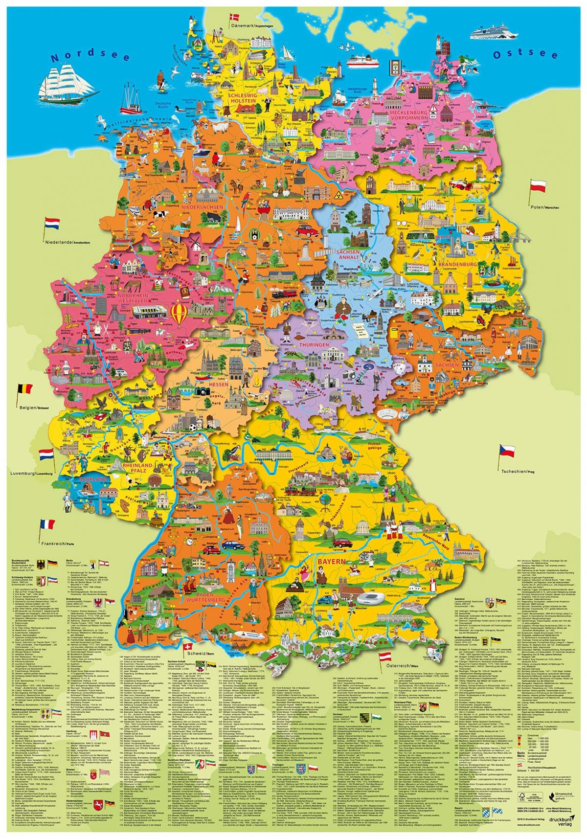 德国的旅游景点的地图